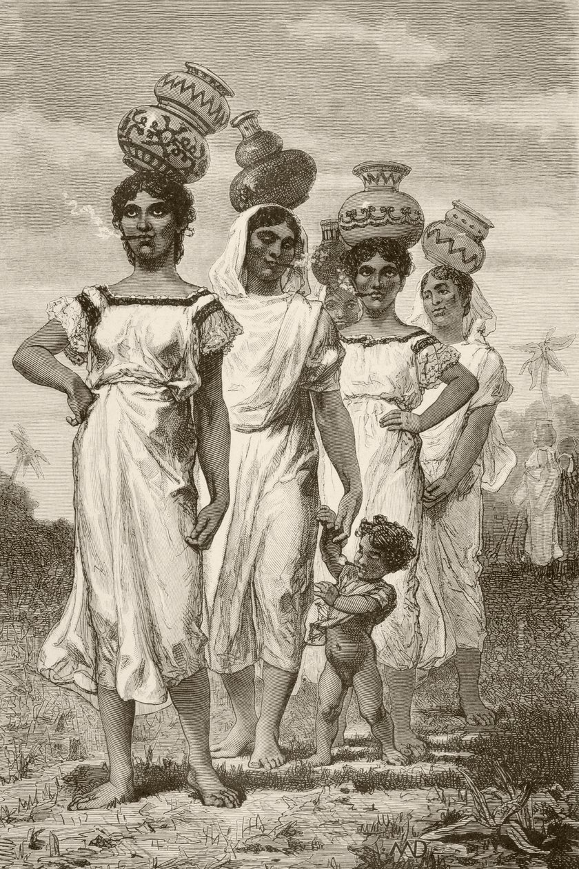 Raparigas do campo paraguaias do século XIX (litografia) de English School