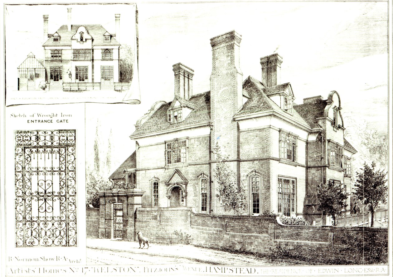 No.17 Kelston, St. Johns Avenue, de The Building News, 10 de fevereiro de 1882 de English School