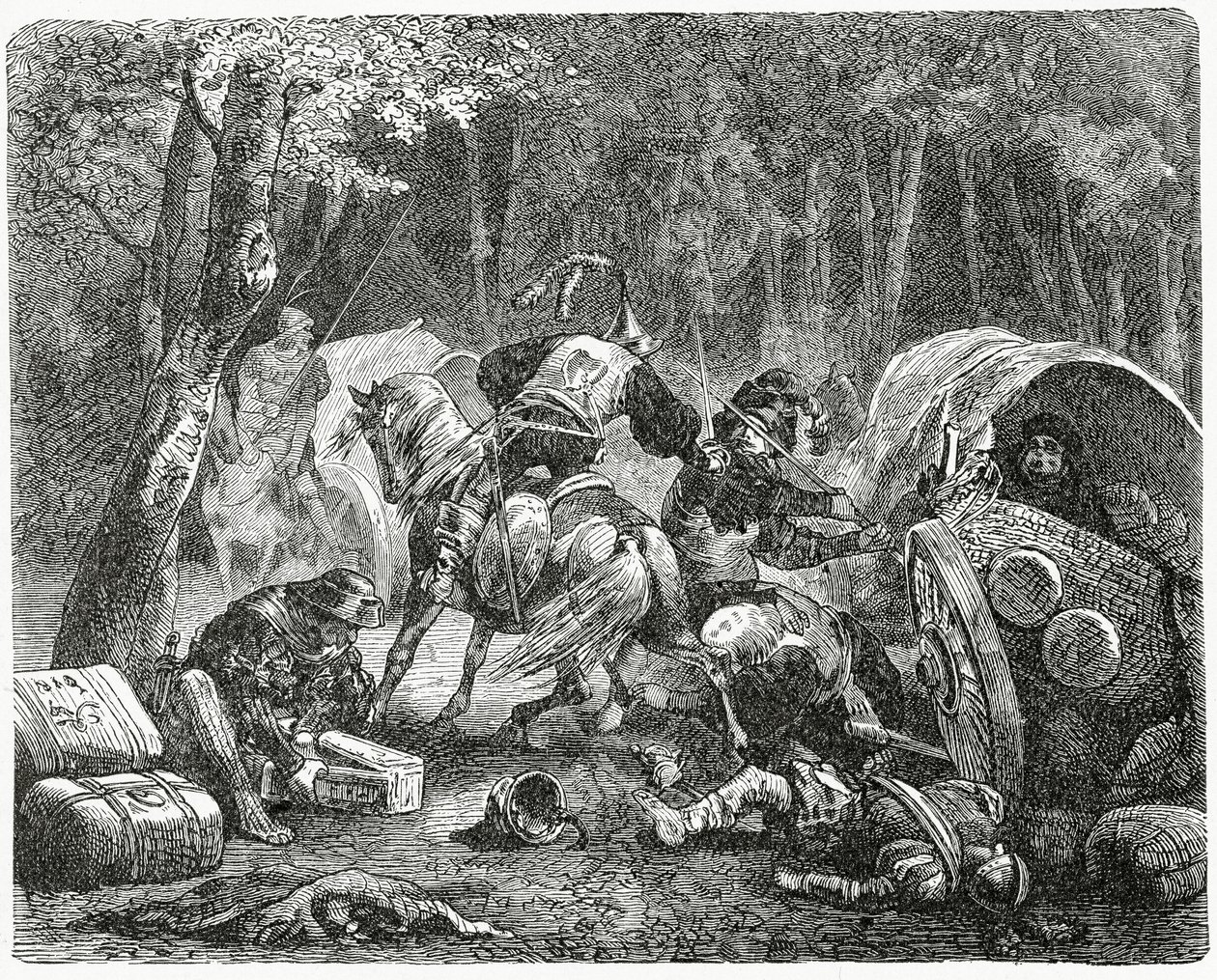 Nobres Saqueando Mercadores Viajantes, 1882 de English School