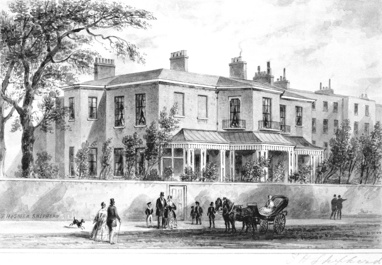 Vista noroeste da casa de Camelford, 1850 de English School