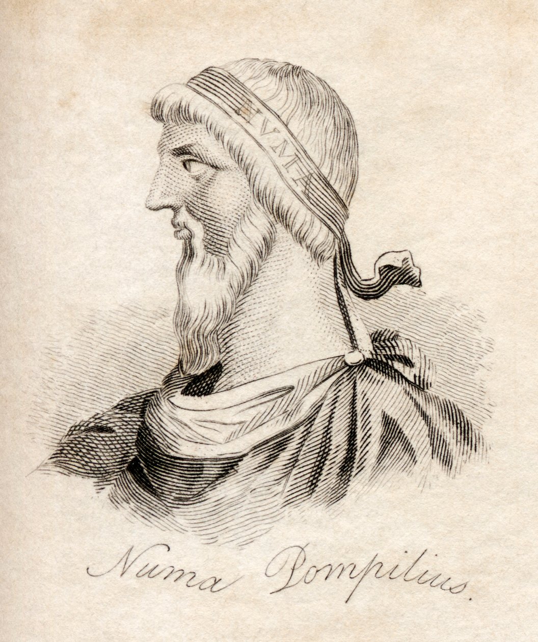Numa Pompilius, do &39;Crabb&39;s Historical Dictionary&39;, publicado em 1825 de English School
