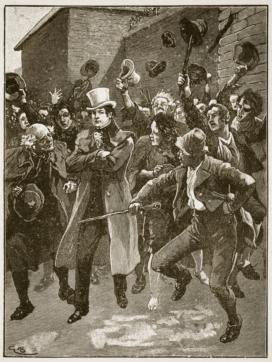 OConnell voltando para casa da prisão, ilustração da história ilustrada de Cassells da Inglaterra (foto sépia) de English School