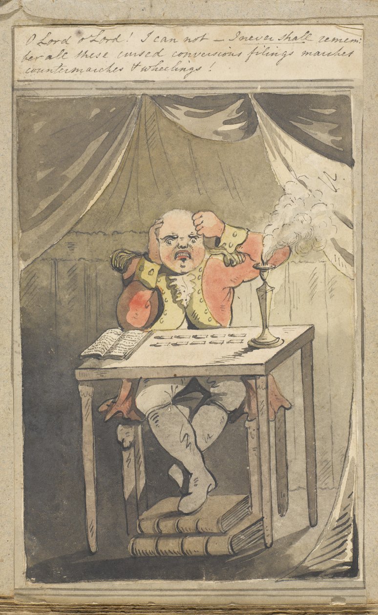 Ó Senhor, Senhor! Eu não posso - eu nunca me lembrarei de todas essas conversões amaldiçoadas, arquivamentos, marchas, marchas e rodadas! 1796 de English School
