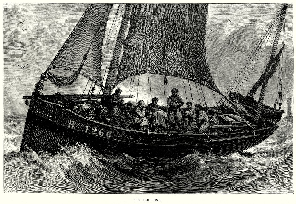 Ao largo de Boulogne (gravura) de English School