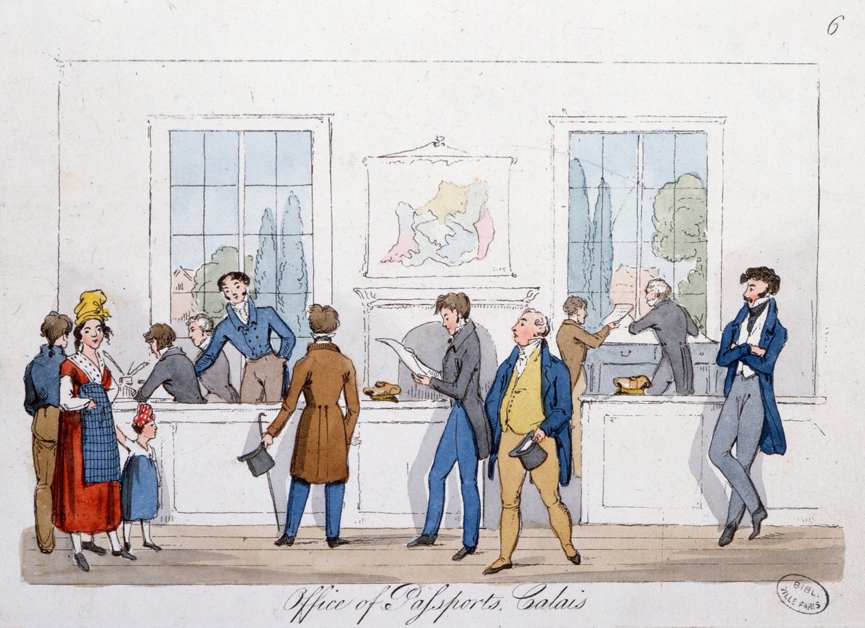 Escritório de Passaportes em Calais, 1822 de English School