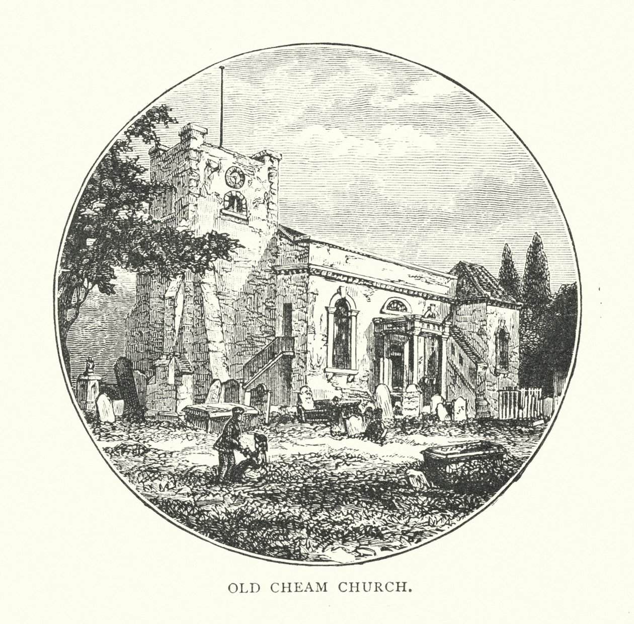 Igreja de Old Cheam (gravura) de English School