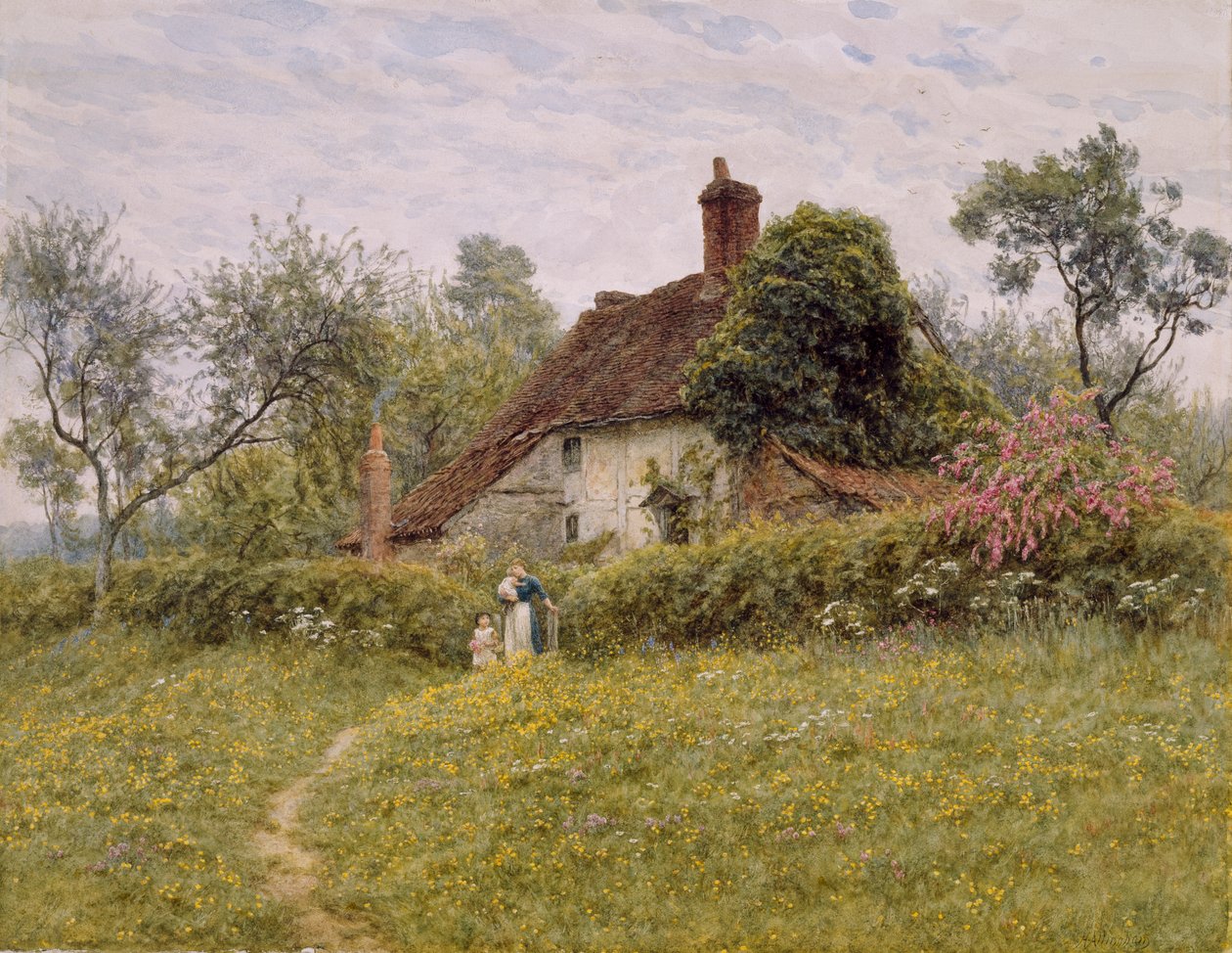 Casas antigas em Pinner, 1895 de English School