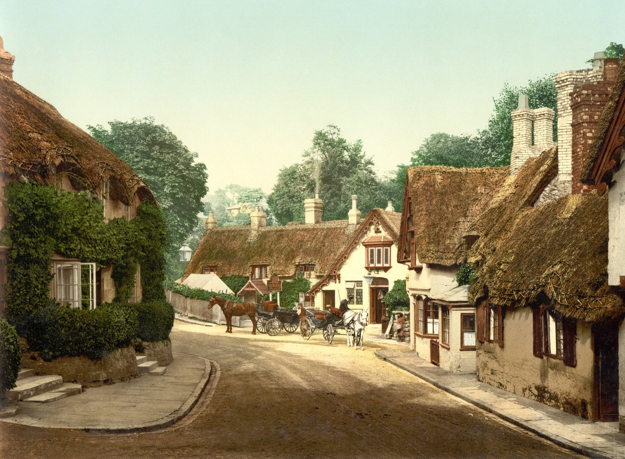 Old Village Shanklin (foto colorida à mão) de English School