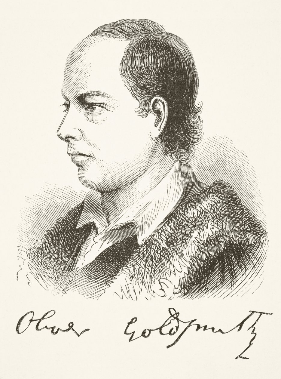 Oliver Goldsmith, de "A História Nacional e Doméstica da Inglaterra", de William Hickman Smith Aubrey (1858-1916) publicou Londres, c.1890 de English School