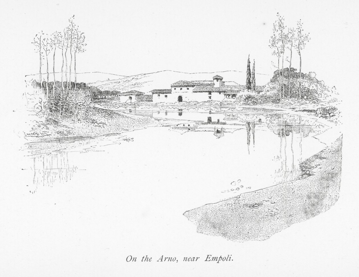 No Arno, perto de Empoli (litografia) de English School