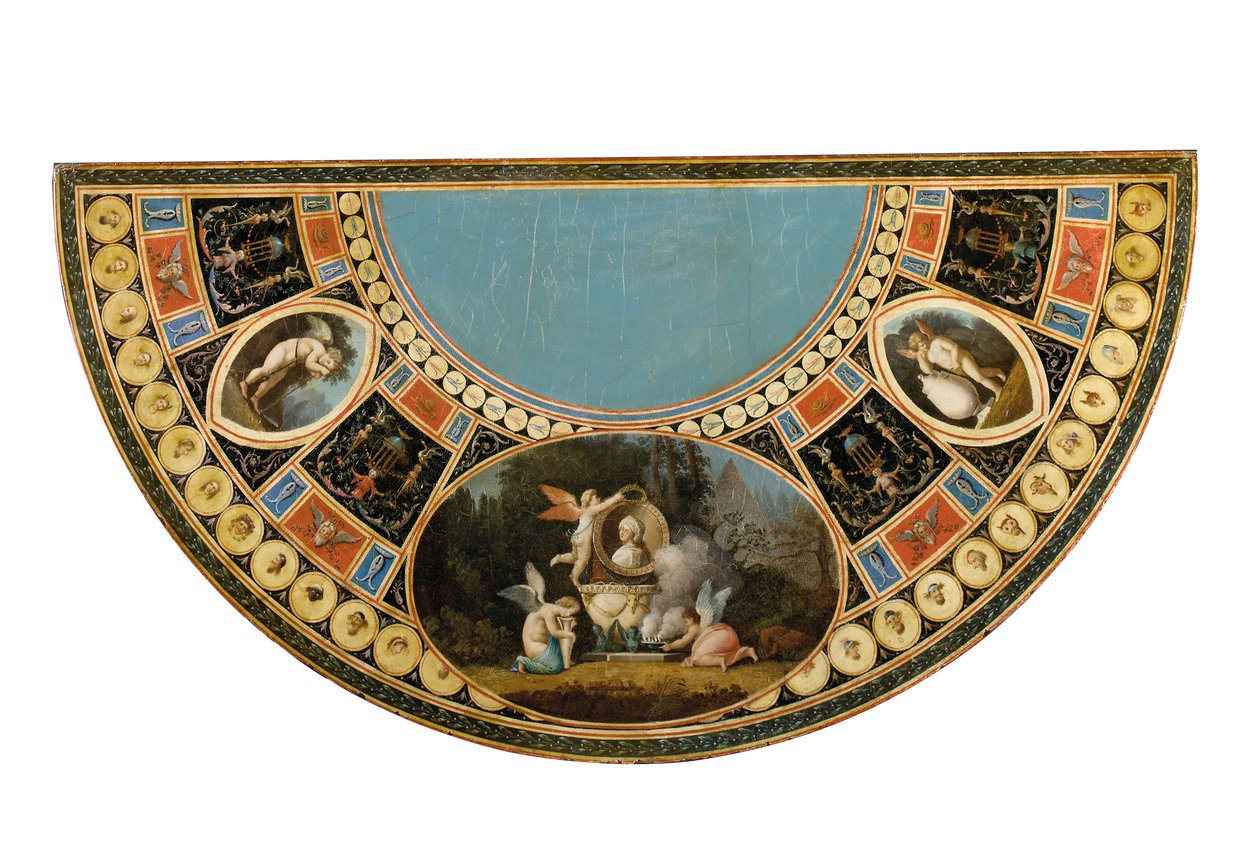 Uma das duas mesas de chá George III, possivelmente irlandesas, c.1780 (preto e dourado japonês e madeira decorada policromada) (ver também 3056799-803) de English School