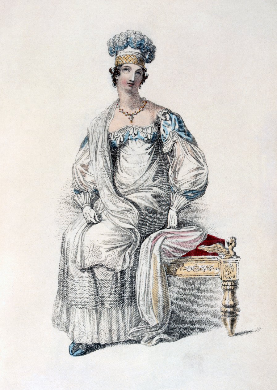 Vestido de ópera, placa de moda de Ackermanns Repository of Arts de English School
