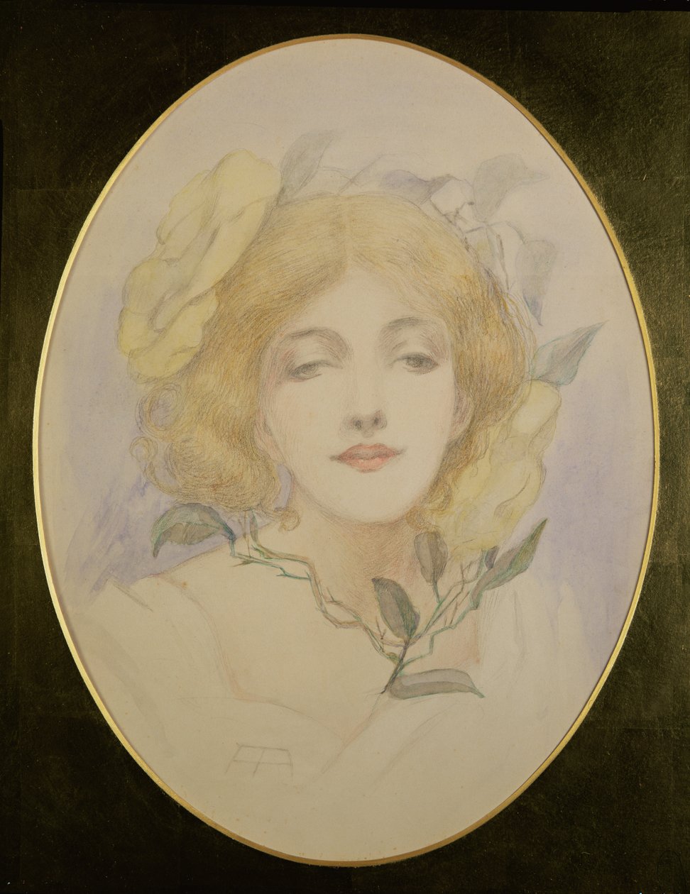 Ophelia, c.1890 (aguarela sobre papel) de English School