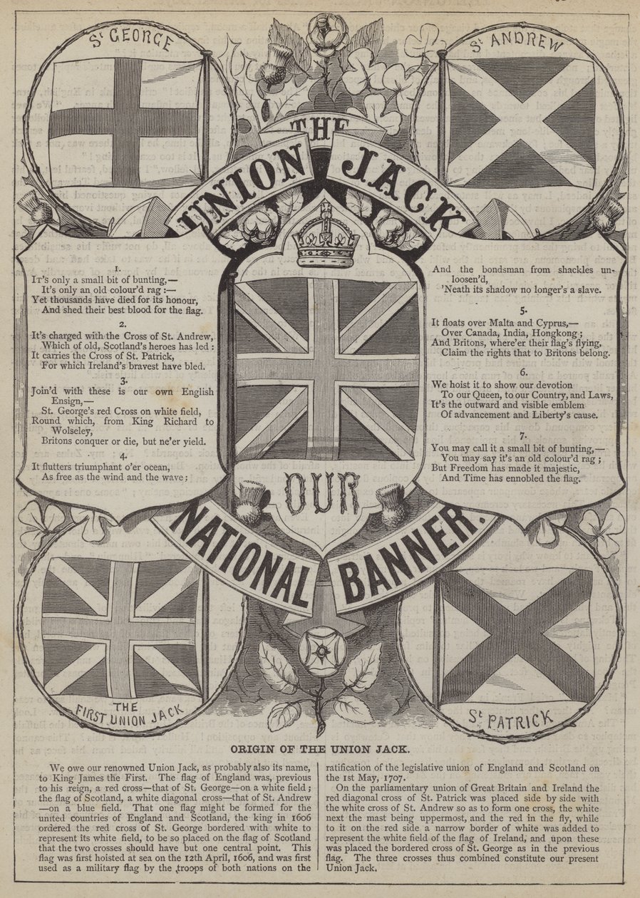 Origem da Union Jack (gravura) de English School