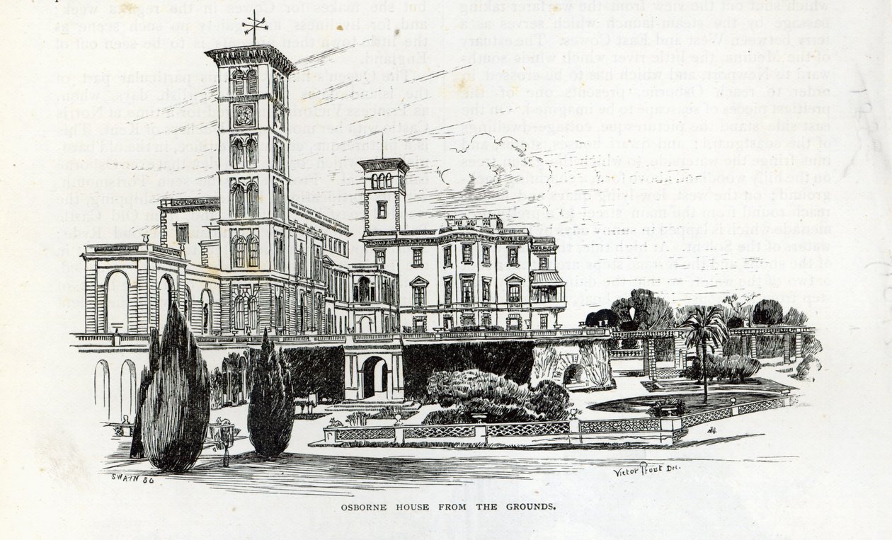 Osborne House from the Grounds, da "Hora do Lazer", 1888 de English School