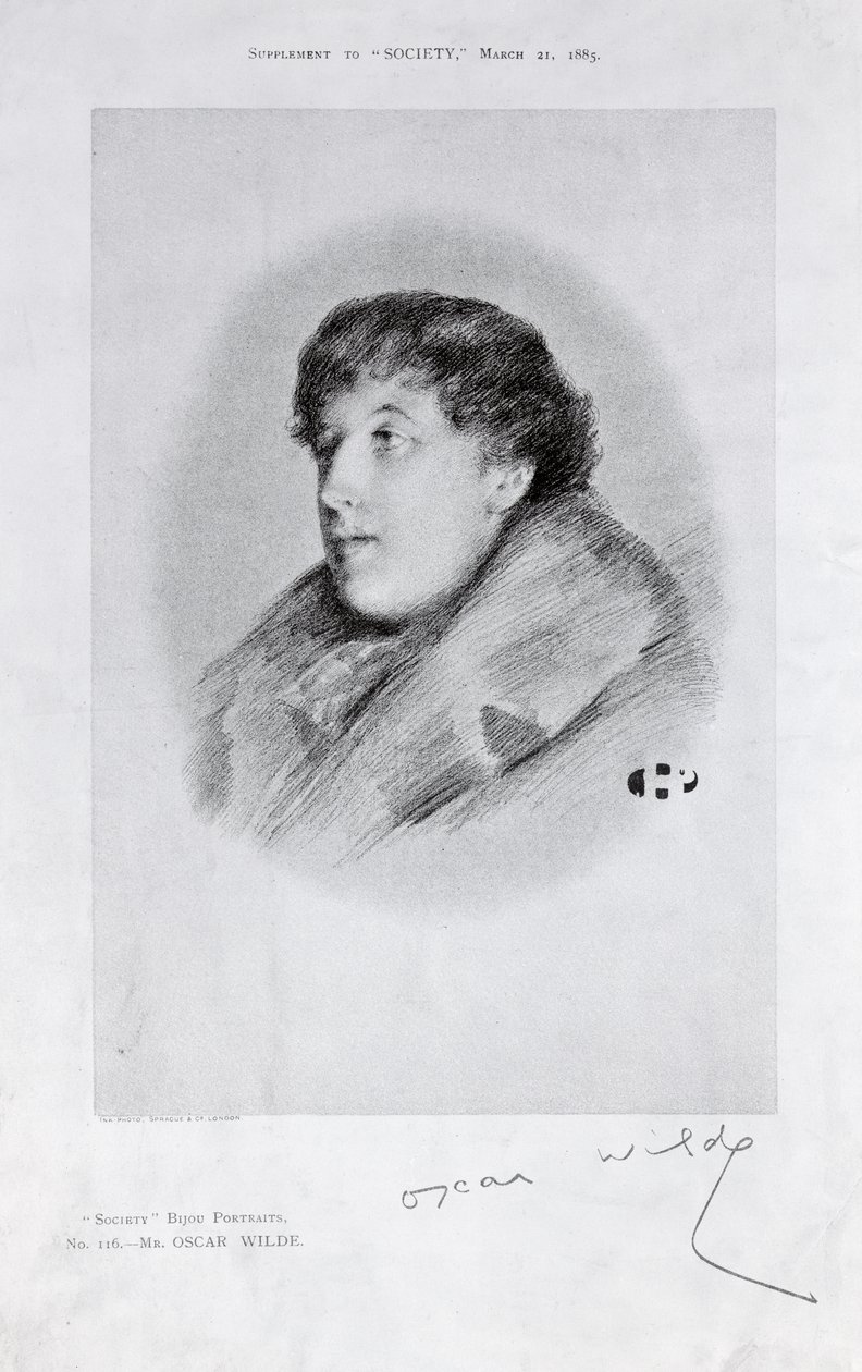 Oscar Wilde (1854-1900) a Bijou Portrait, da Society de English School