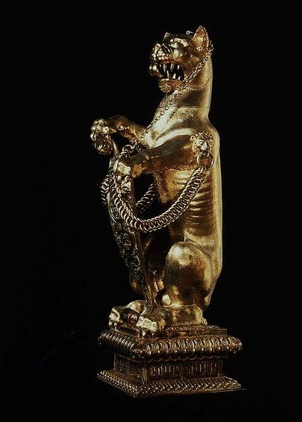 Onça em forma de pantera com cabeça removível, Londres, 1600-01 (cast de prata dourada) de English School