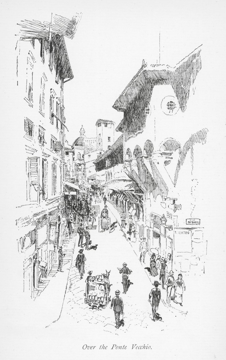 Sobre a Ponte Vecchio (litografia) de English School