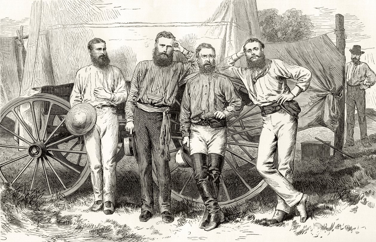 Overland Telegraph Party, c.1872, de &39;Australian Pictures&39;, de Howard Willoughby, publicado pela Religious Tract Society, Londres, 1886 de English School