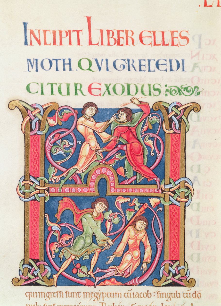 Página da Bíblia de Winchester, c.1150-80 (vellum) de English School