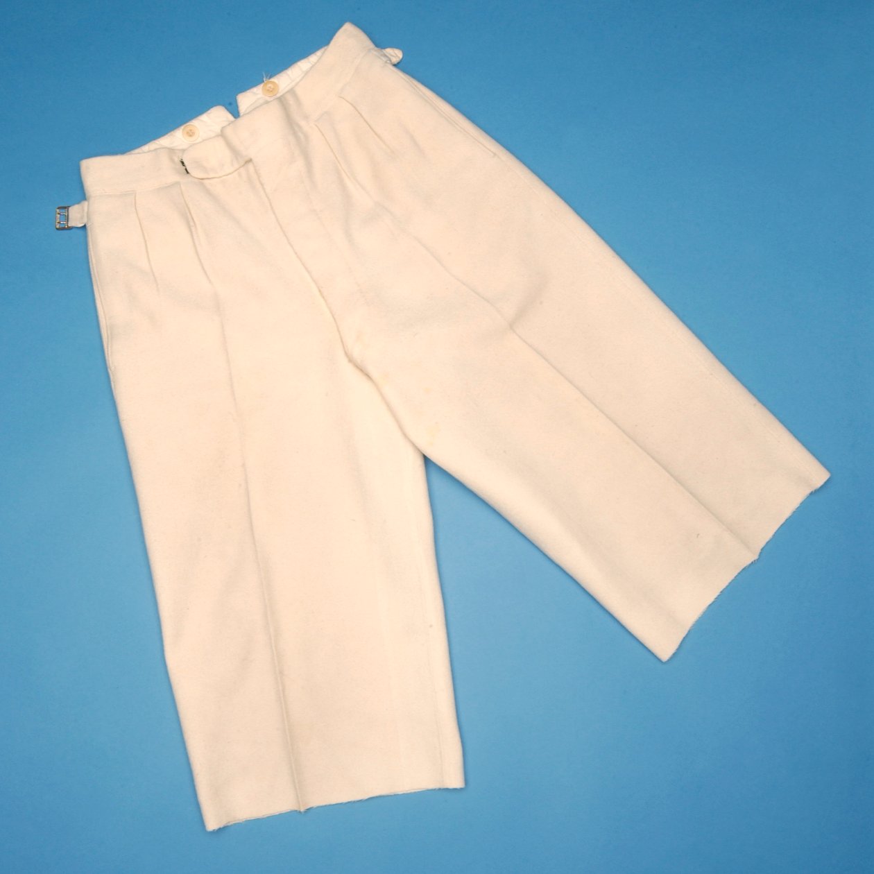 Par de calções de futebol branco de 1930 (algodão) de English School