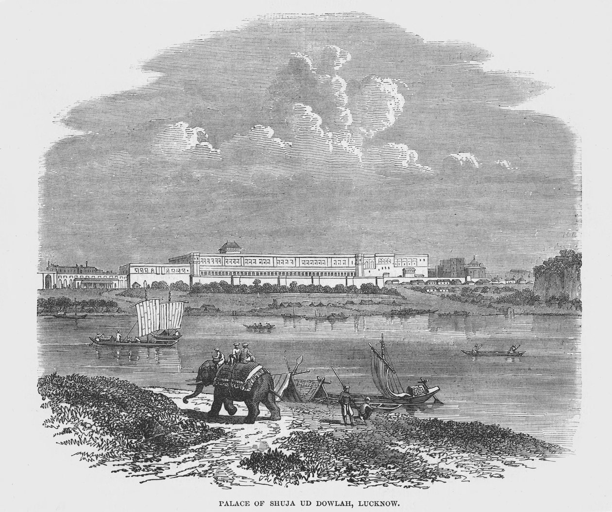 Palácio de Shuja Ud Dowlah, Lucknow (gravura) de English School