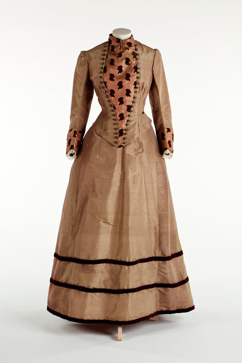 Vestido de ameixa pálida, c.1885 (seda) de English School