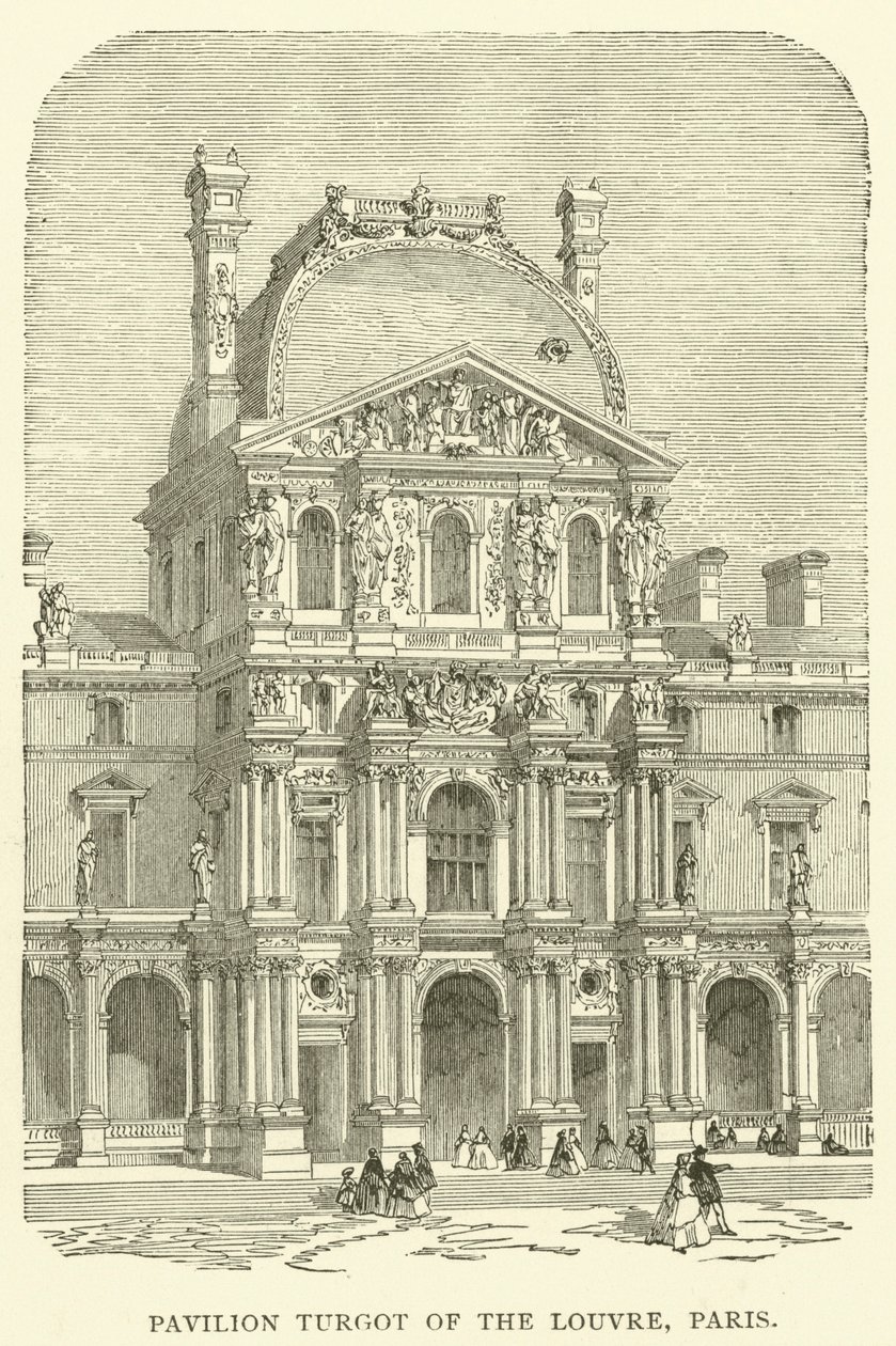 Pavilhão Turgot do Louvre, Paris (gravura) de English School