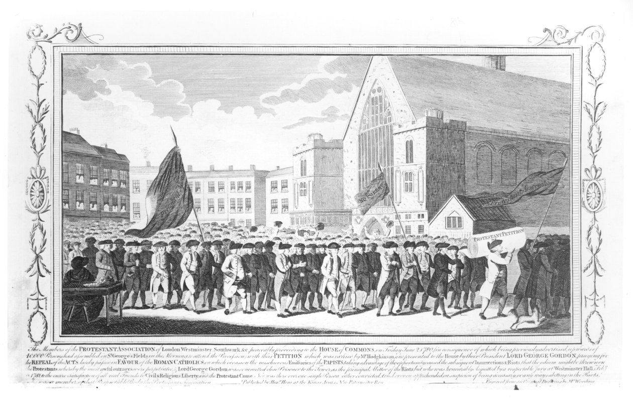 Procissão pacífica dos membros da Associação Protestante na Câmara dos Comuns na sexta-feira, 2 de junho de 1780 de English School