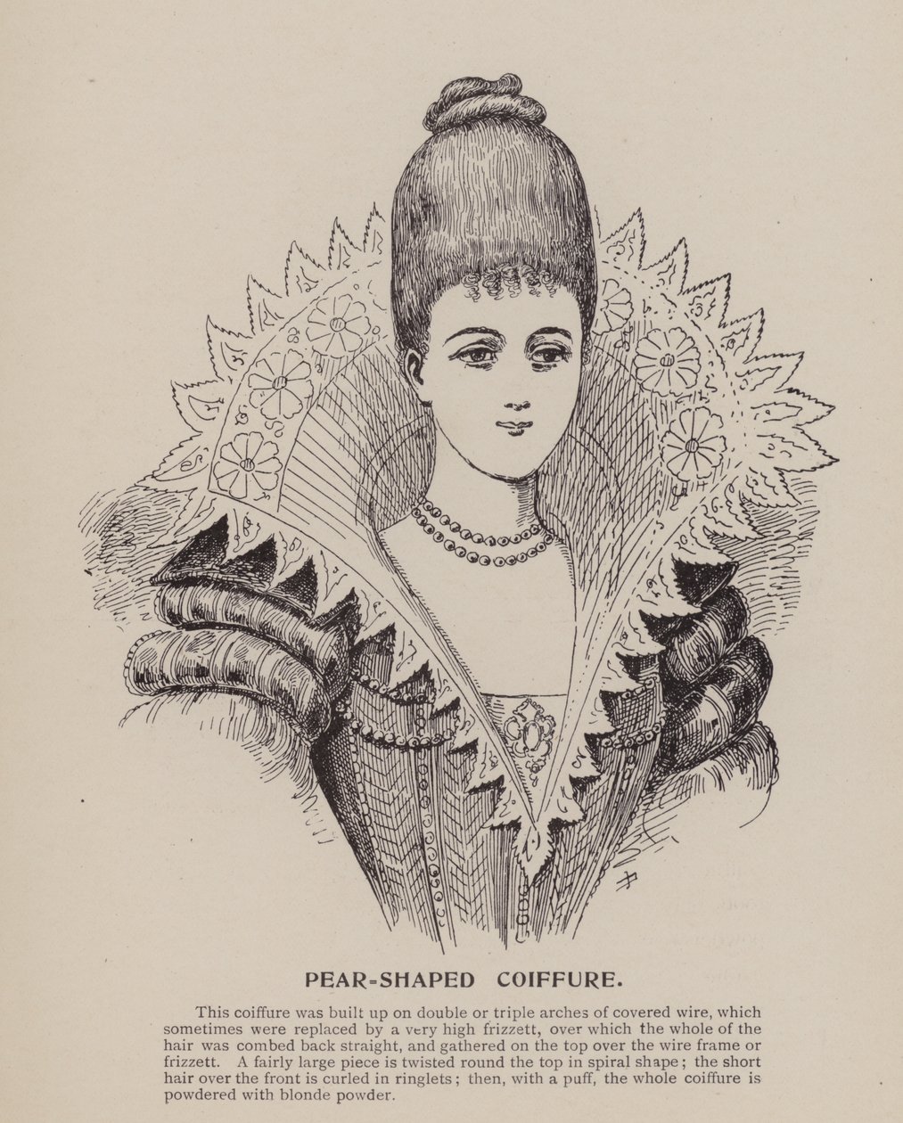 Penteado em forma de pera (gravura) de English School