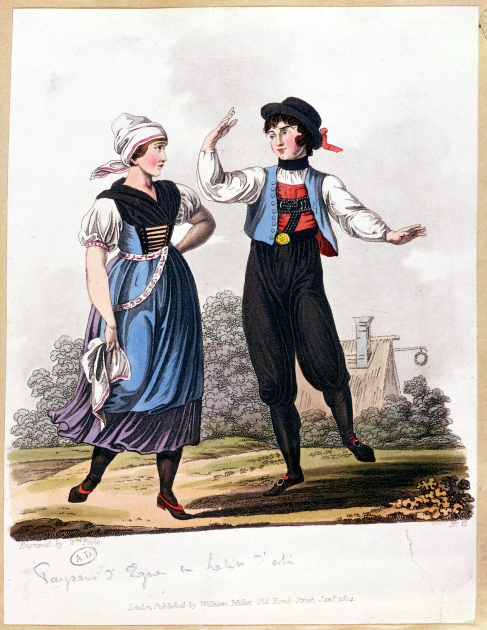 Camponês dança em Eger, Boémia, gravada por William Poole, 1804 de English School