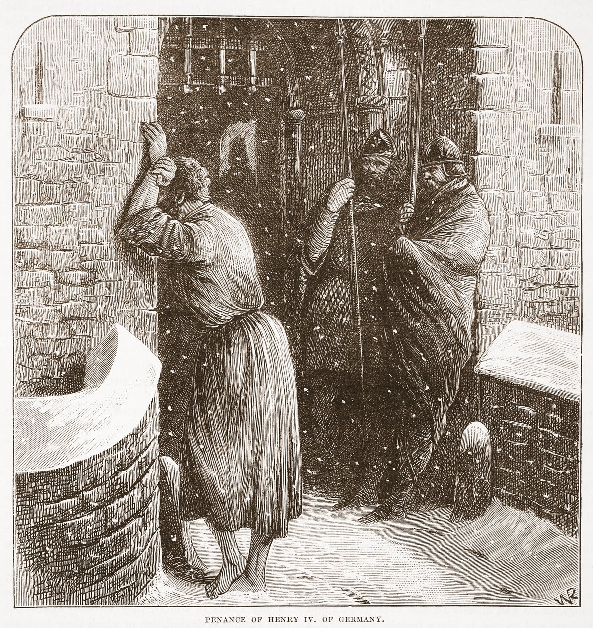 Penitência de Henrique IV da Alemanha, ilustração da História do Protestantismo por James Aitken Wylie (1808-1890), pub. 1878 de English School