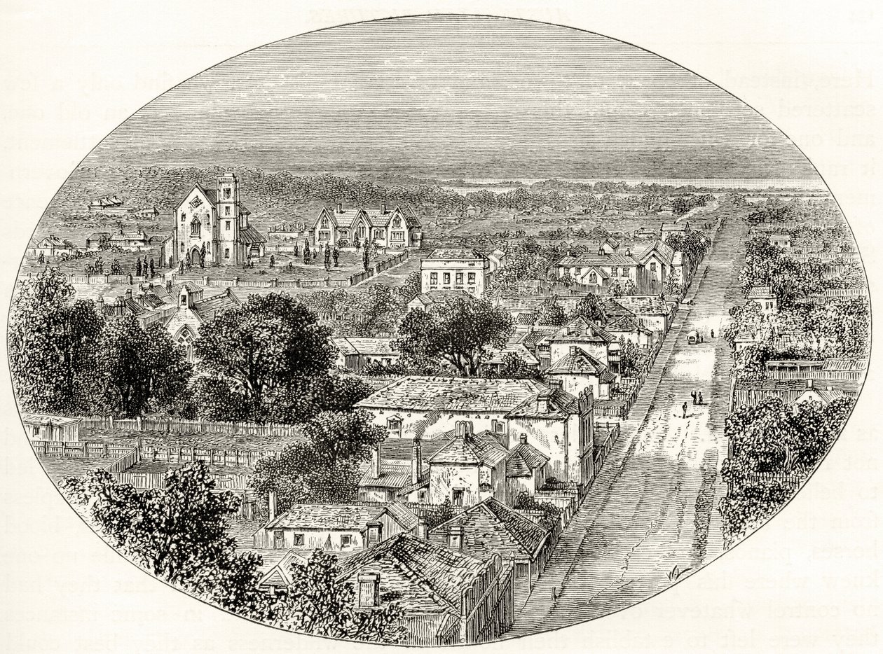 Perth, Western Australia, c.1880, de &39;Australian Pictures&39;, de Howard Willoughby, publicado pela Religious Tract Society, Londres, 1886 de English School