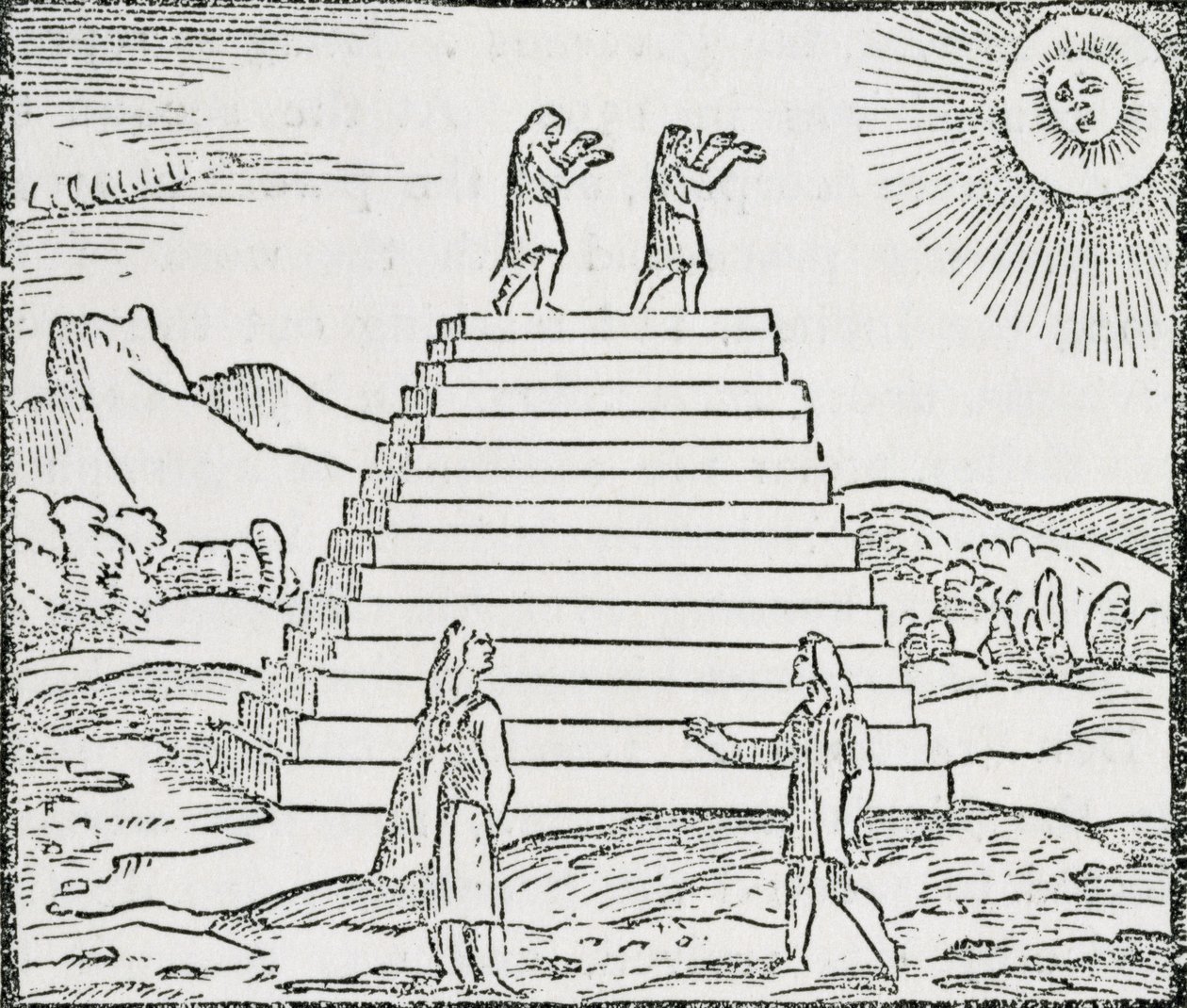 "Peruanos Adorando o Sol", de "A História Narrativa e Crítica da América", editado por Justin Winsor, Londres, 1886 de English School