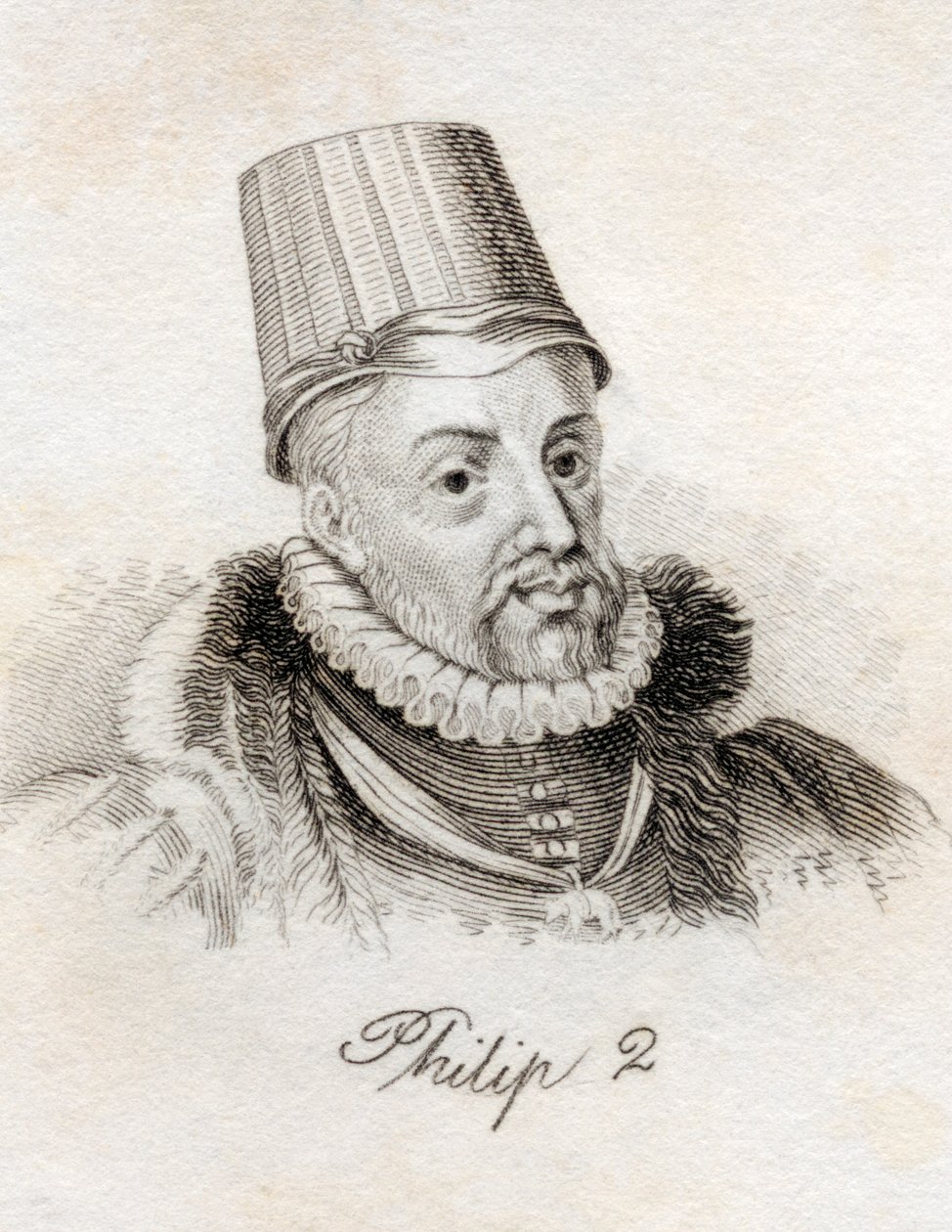 Philip II, do &39;Crabb&39;s Historical Dictionary&39;, publicado em 1825 de English School