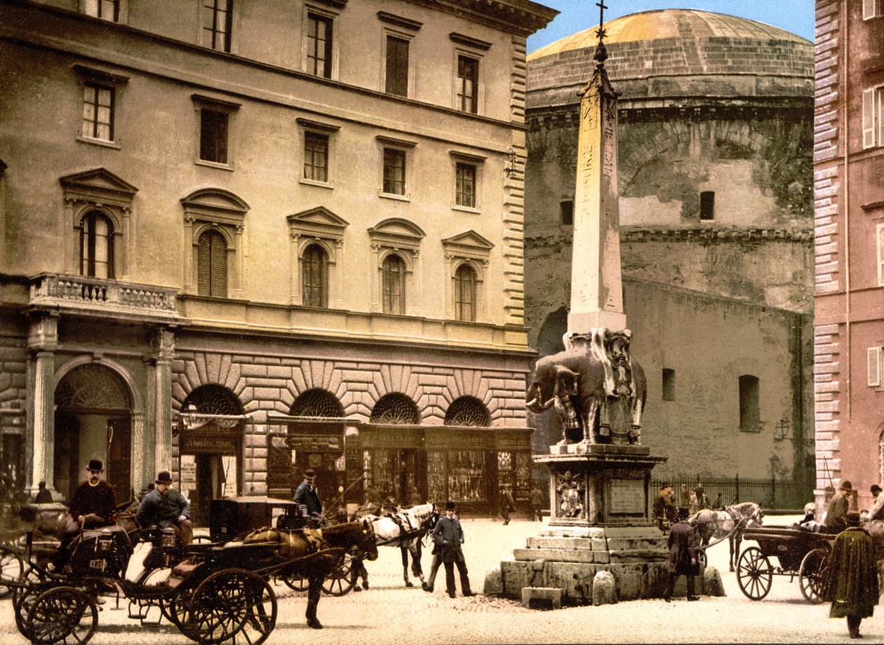 Piazza di Minerva, Roma (foto colorida à mão) de English School