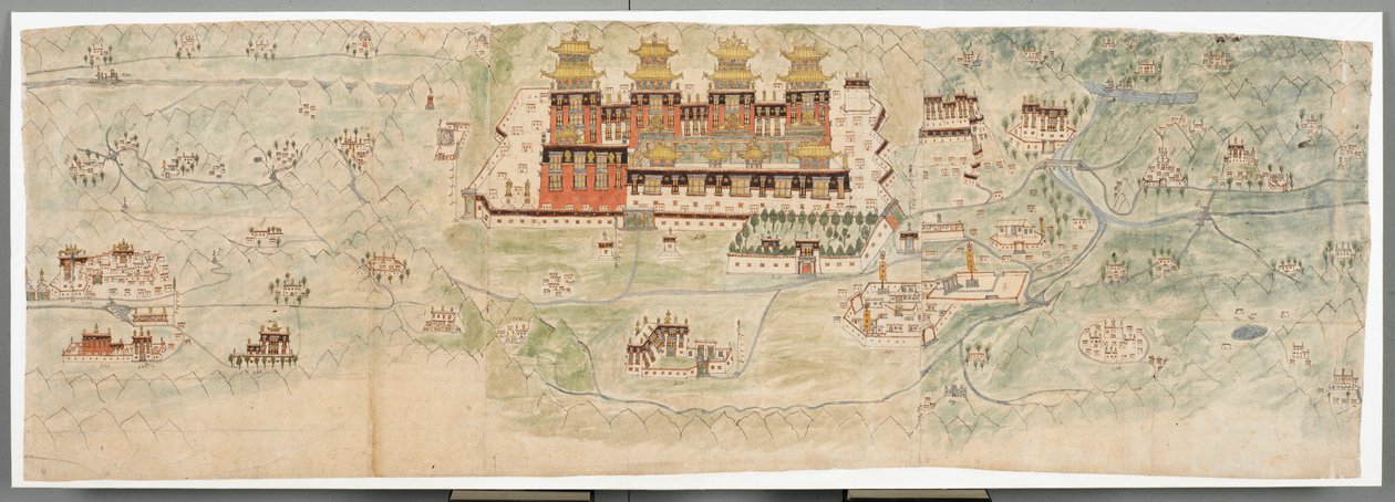 Mapa de imagens do Tibete Central em 7 seções de English School