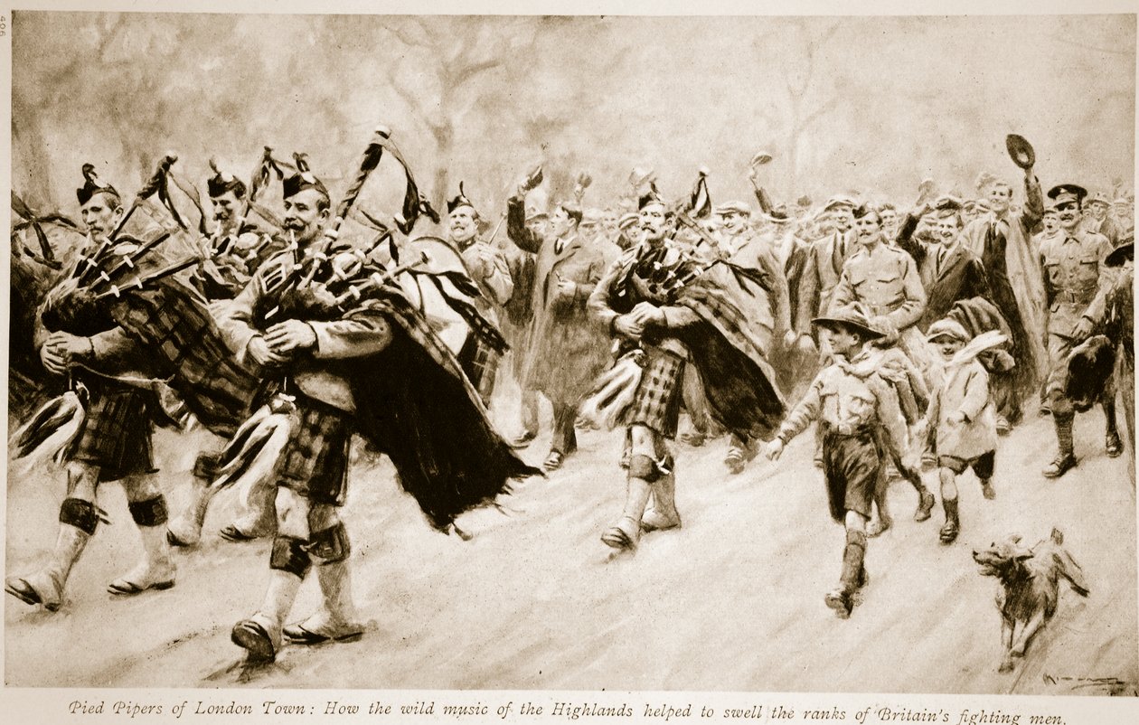 Pied Pipers da cidade de Londres: como a música selvagem das Highlands ajudou a aumentar as fileiras de combatentes britânicos, 1914-19 de English School