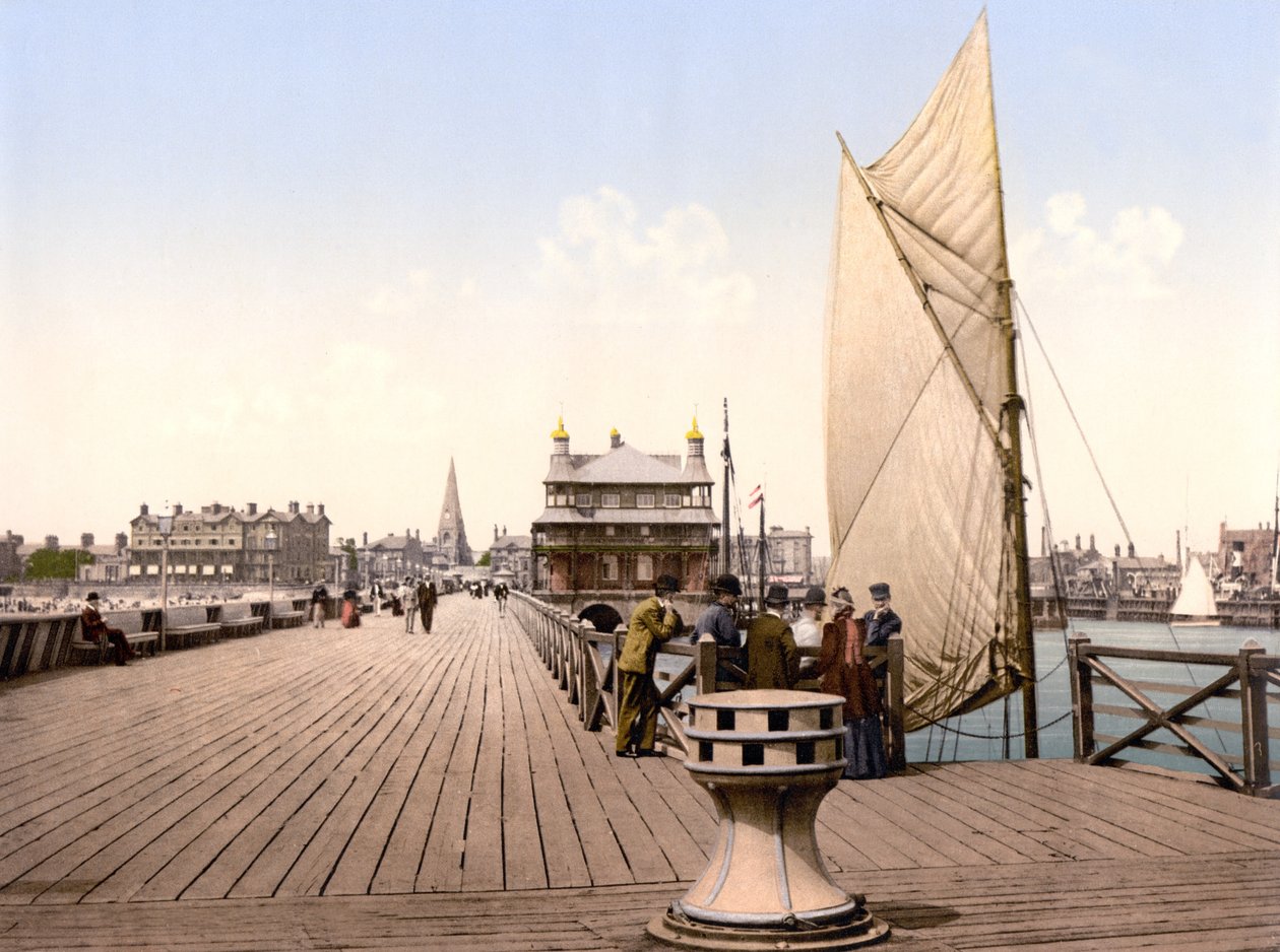 Pier Pavilion, Lowestoft (foto colorida à mão) de English School