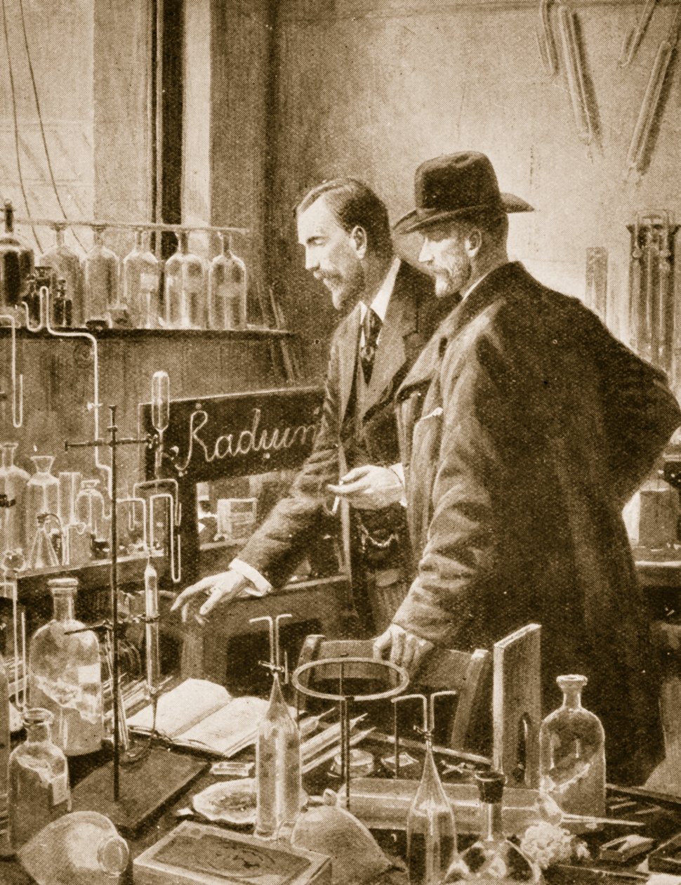 Pierre Curie conversando com Sir William Ramsay de English School