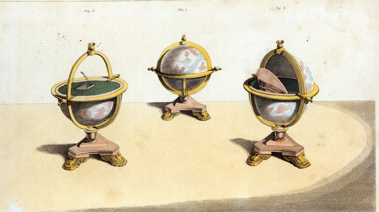 Mesa de Escrita do Pitts Cabinett Globe, pl. 14 de Ackermanns Repository of Arts, pub. 1º de fevereiro de 1810 de English School