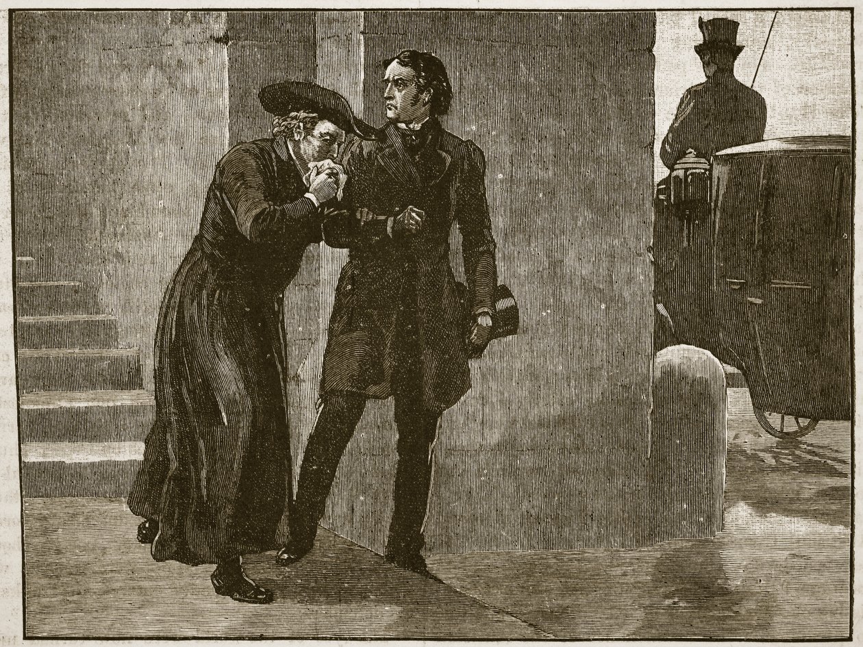 Pio IX sair do Vaticano disfarçado, 1848, ilustração da História ilustrada de Cassells da Inglaterra (foto sépia) de English School