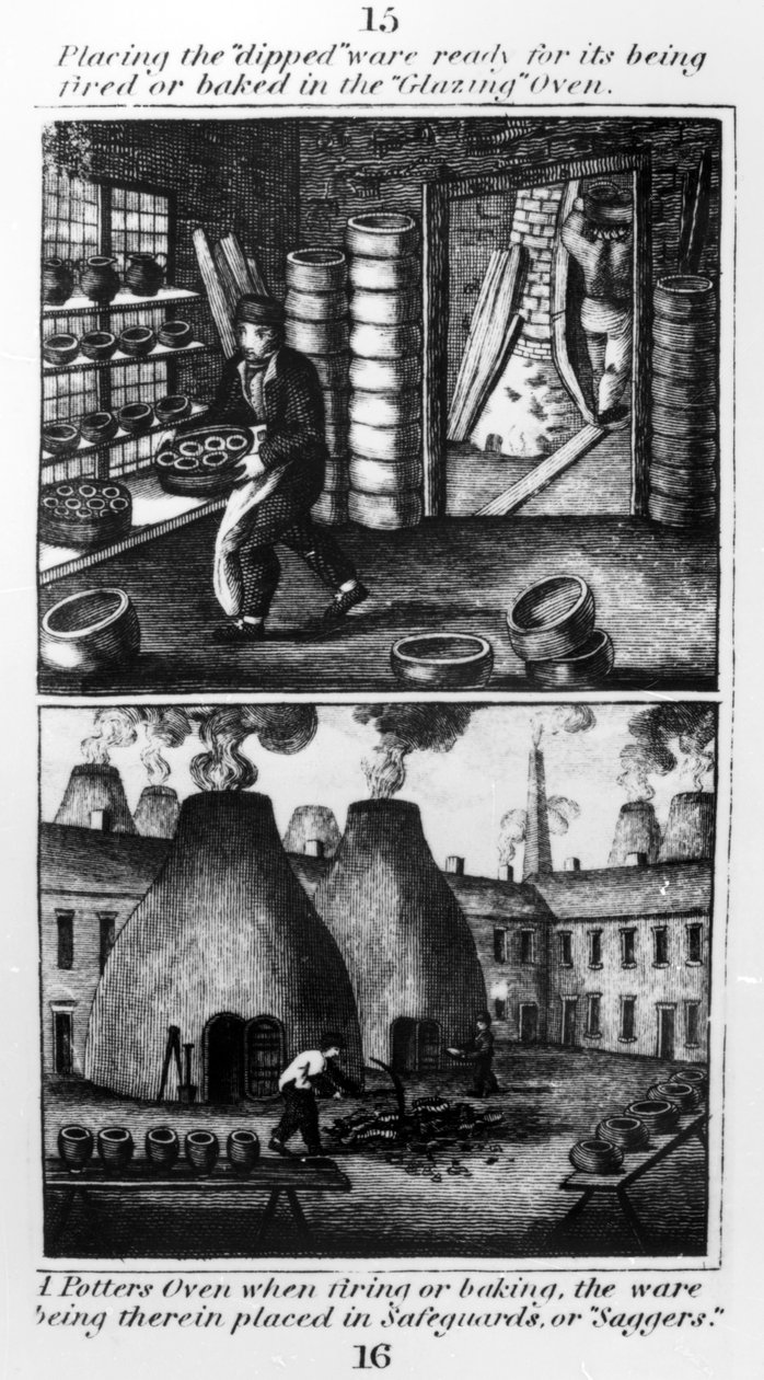 Colocar o material imerso no forno de vidro, 1827 de English School
