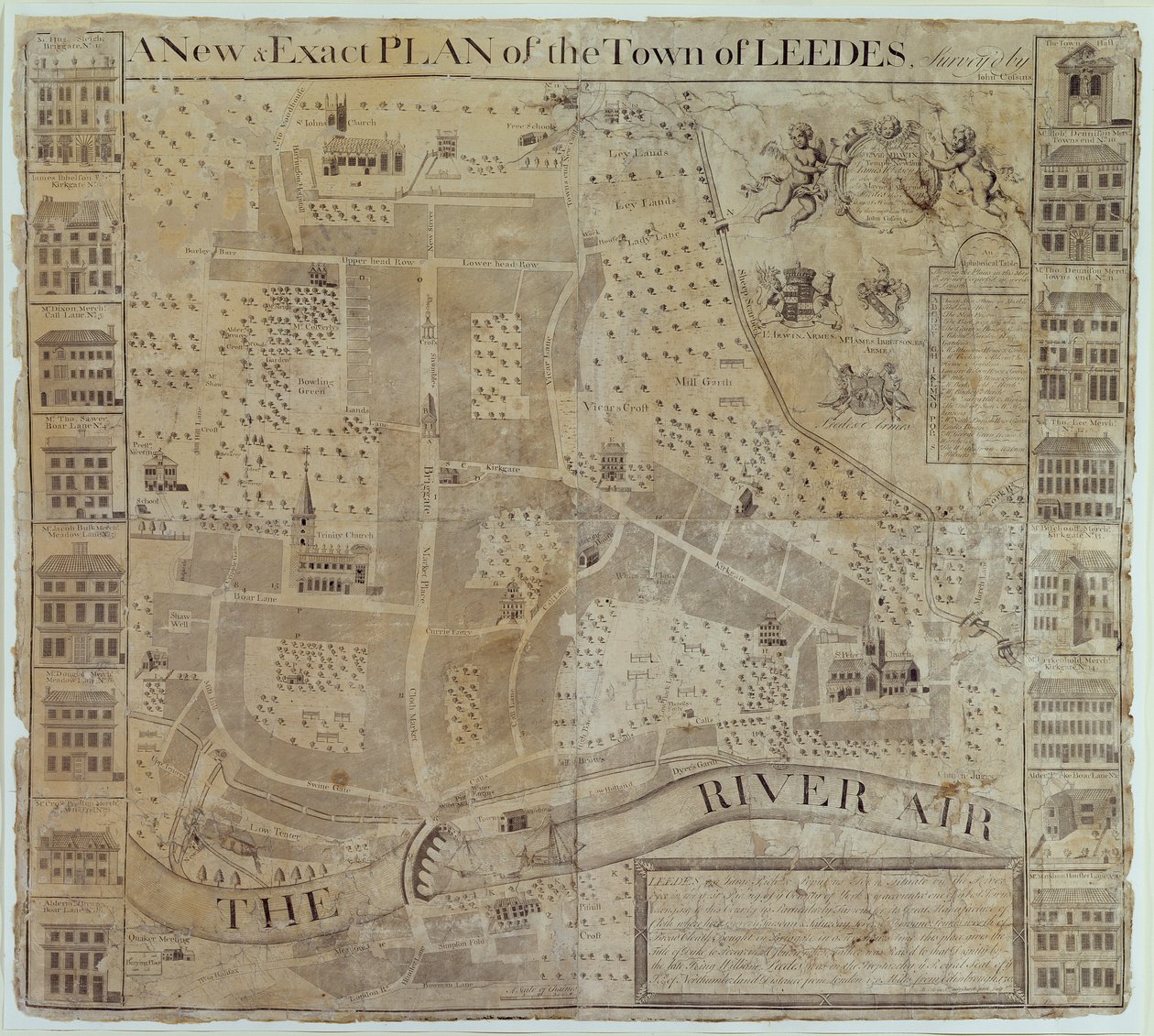 Plano de Leeds, pesquisado por John Cossins, c.1730 de English School