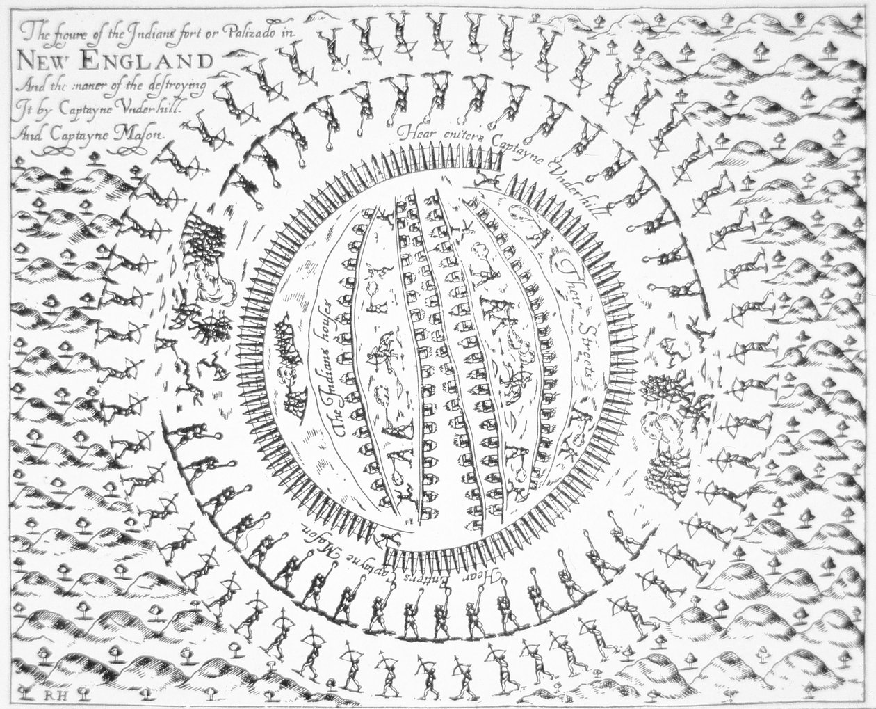 Plano do Forte Índio Pequot de John Underhill