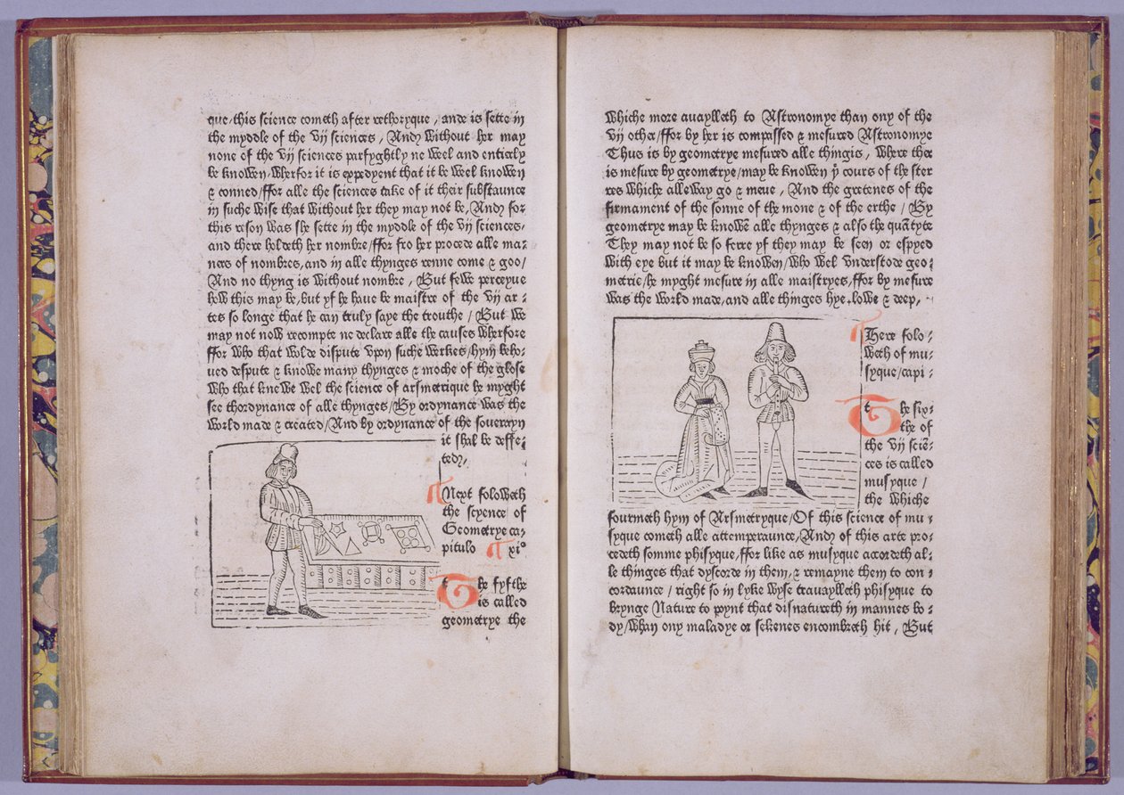 Placa C5v-C6r, de &39;Hier begynneth o livro callid o myrrour do worlde&39; por William Caxton, 1481 (xilogravura e tipografia) de English School