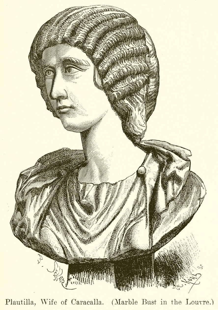 Plautilla, esposa de Caracalla. (Busto de mármore no Louvre) (gravura) de English School