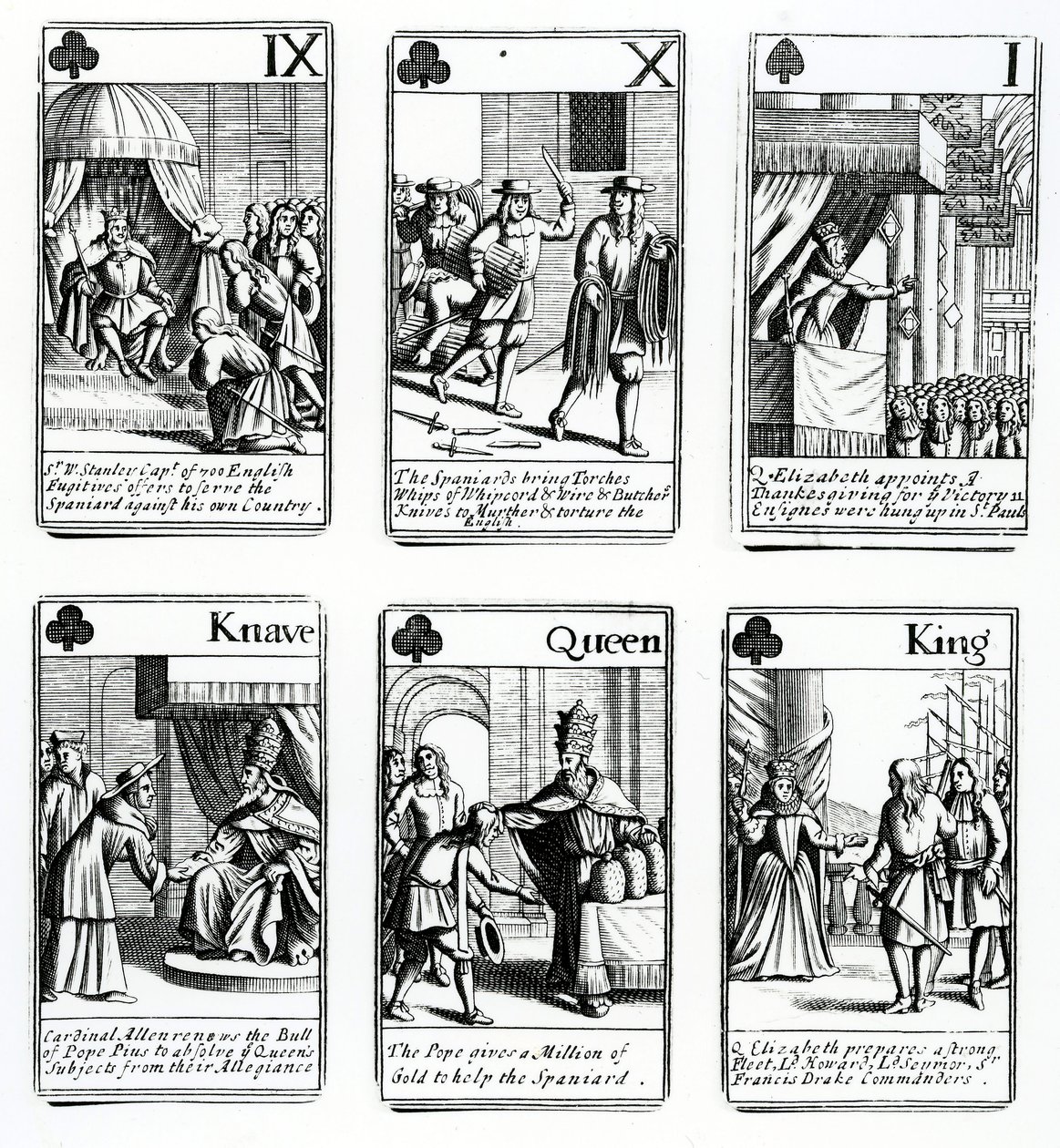 Cartas de Baralho que descrevem os eventos da Armada Espanhola, 1699 de English School