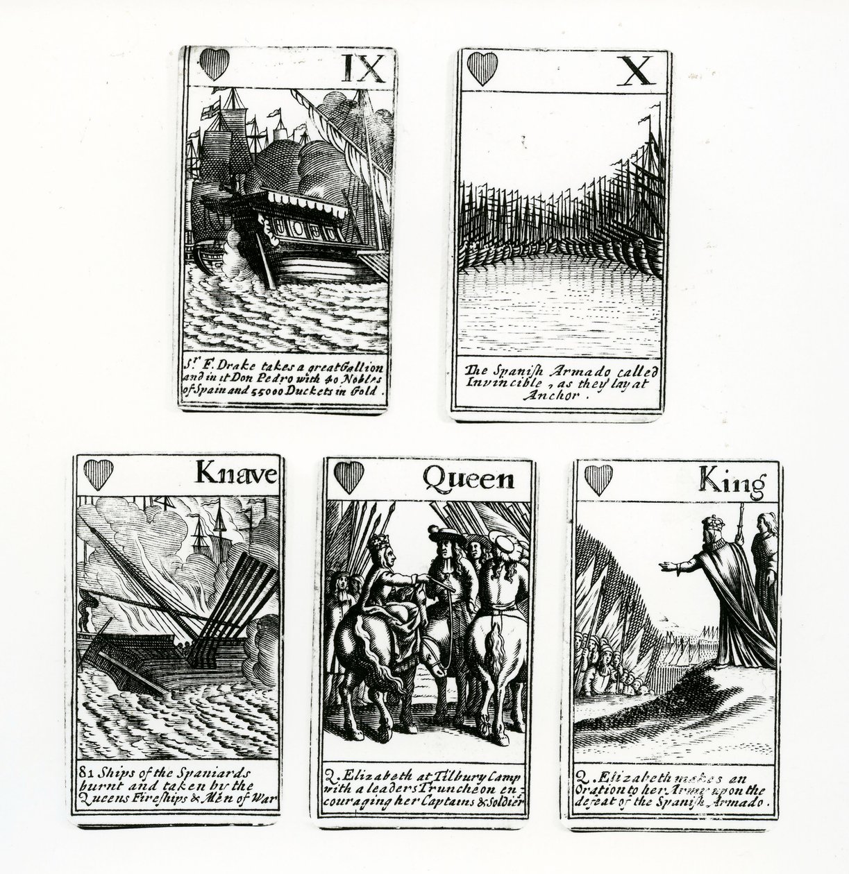 Cartas de Baralho que descrevem os eventos da Armada Espanhola, 1699 de English School