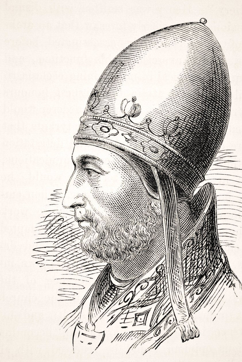 Papa Adriano IV, de "A História Nacional e Nacional da Inglaterra", de William Aubrey, publicado em Londres, c.1890 de English School